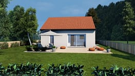 MELODIE 1 69 - ENDUIT CLAIR - FAC Arriere Tuile rouge menuiserie blanche